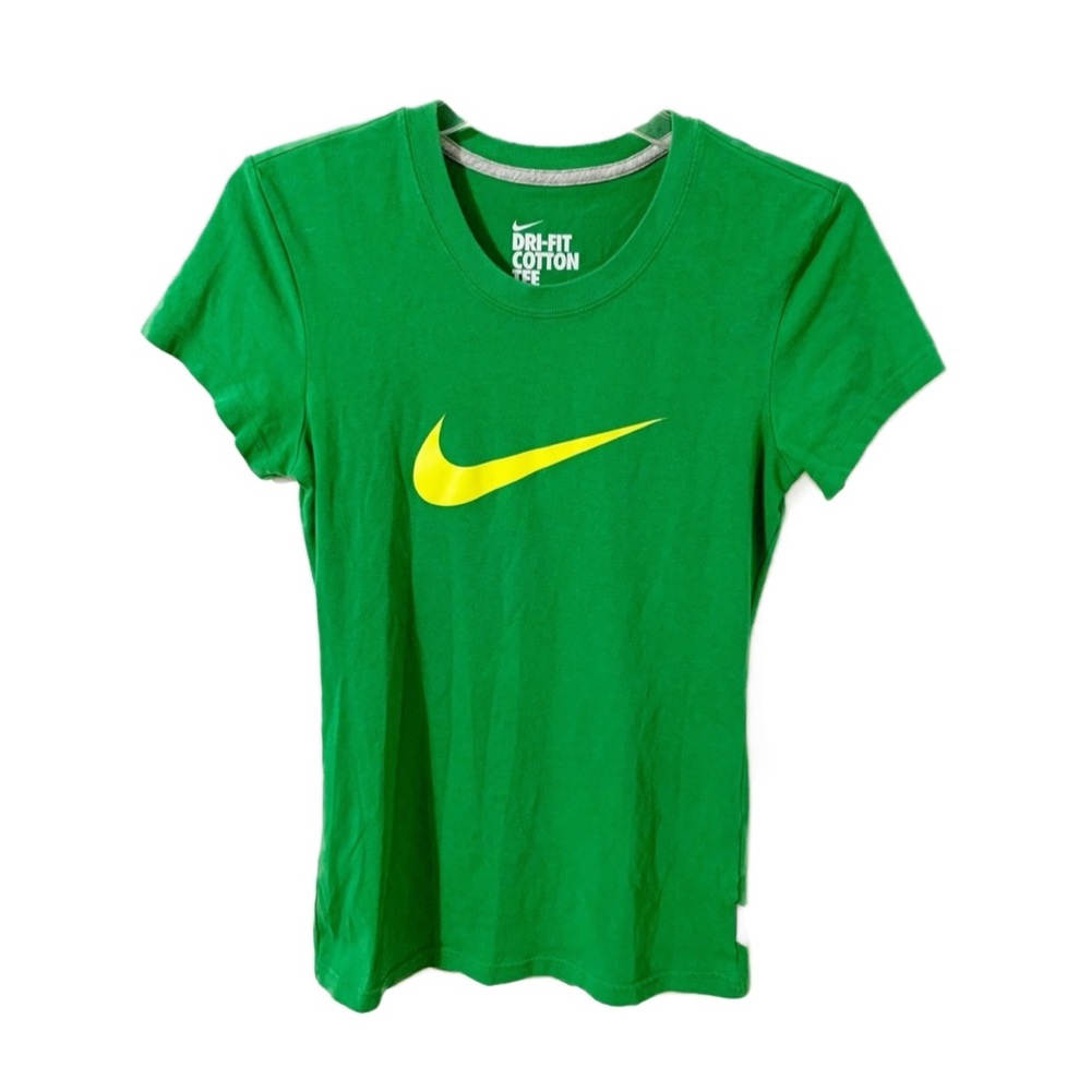 Nike Dri Fit Cotton Tee Short Sleeves Scoop Neck Nike Swoosh Across Front 🟩🟨